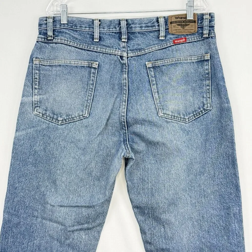 Wrangler Premium Quality Jeans Men 36x34 Blue Denim Straight Leg Cotton Regular
